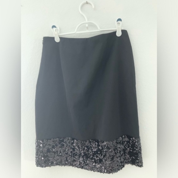 Talbots Black Sequin Hem Mid Length Skirt - Picture 5 of 9
